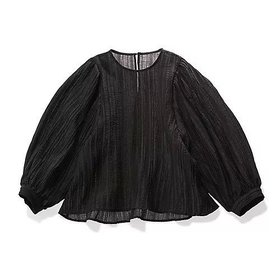 【エムセブンデイズ/M7days】のふわ袖シボブラウス 人気、トレンドファッション・服の通販 founy(ファニー) ファッション Fashion レディースファッション Fashion for Women トップス・カットソー Cut & Sew Tops シャツ・ブラウス・オフィスカジュアル Elegant Blouses & Button-Ups ストライプ Stripe, Striped Pattern 夏 Summer 春 Spring S/S・春夏 SS, Spring/Summer, Warm Season 洗える Machine Washable |ID:prp329100004411083