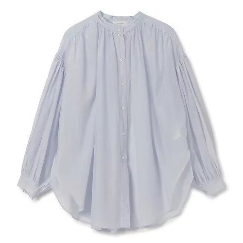 【エンリカ/enrica】のコットンシルクギャザーブラウス インテリア・キッズ・メンズ・レディースファッション・服の通販 founy(ファニー) 　ファッション　Fashion　レディースファッション　Fashion for Women　トップス・カットソー　Cut & Sew Tops　シャツ・ブラウス・オフィスカジュアル　Elegant Blouses & Button-Ups　イエロー　Yellow　ギャザー　Gathered, Ruffled　定番　Standard, Basic Item　春　Spring　洗える　Machine Washable　DERFINIUM-SMOKEBLUE|ID: prp329100004411084 ipo3291000000032499608
