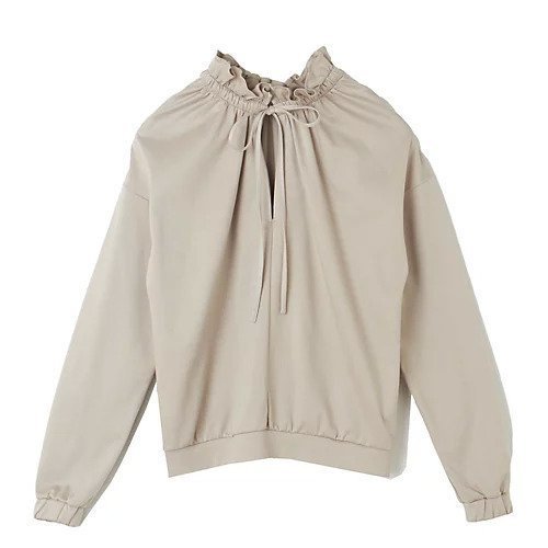 【イーバイエクラ/E by eclat】の顔映えフリル襟トップス インテリア・キッズ・メンズ・レディースファッション・服の通販 founy(ファニー) 　ファッション　Fashion　レディースファッション　Fashion for Women　トップス・カットソー　Cut & Sew Tops　ストレッチ　Stretch, Stretchy Fabric　フリル　Frill, Ruffle　リボン　Ribbon, Bow　洗える　Machine Washable　ライトベージュ|ID: prp329100004411085 ipo3291000000035752043