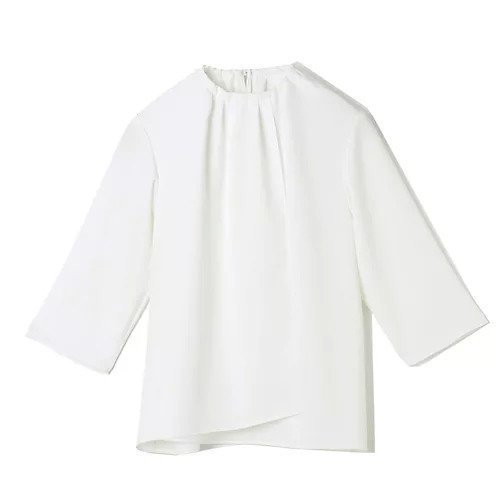 【イーバイエクラ/E by eclat】の【とろみ】揺れ感ドレープブラウス インテリア・キッズ・メンズ・レディースファッション・服の通販 founy(ファニー) 　ファッション　Fashion　レディースファッション　Fashion for Women　トップス・カットソー　Cut & Sew Tops　シャツ・ブラウス・オフィスカジュアル　Elegant Blouses & Button-Ups　とろみ　Fluid, Flowy Fabric　エレガント 上品　Elegant　ギャザー　Gathered, Ruffled　コンパクト　Compact, Small Size　サテン　Satin, Glossy Fabric　フロント　Front, Front Design　洗える　Machine Washable　ホワイト|ID: prp329100004411087 ipo3291000000036601585