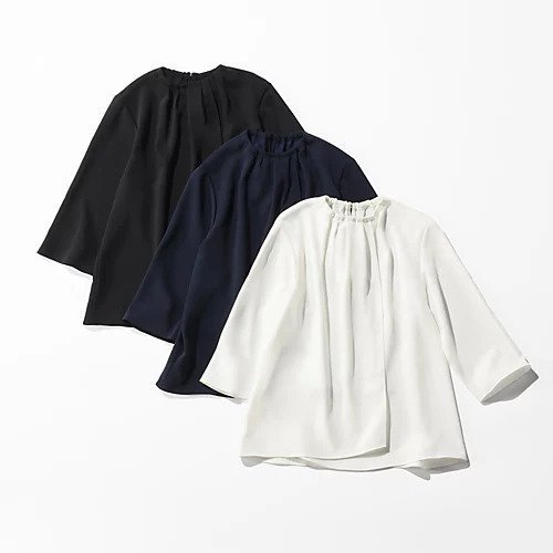 【イーバイエクラ/E by eclat】の【とろみ】揺れ感ドレープブラウス 人気、トレンドファッション・服の通販 founy(ファニー) 　ファッション　Fashion　レディースファッション　Fashion for Women　トップス・カットソー　Cut & Sew Tops　シャツ・ブラウス・オフィスカジュアル　Elegant Blouses & Button-Ups　とろみ　Fluid, Flowy Fabric　エレガント 上品　Elegant　ギャザー　Gathered, Ruffled　コンパクト　Compact, Small Size　サテン　Satin, Glossy Fabric　フロント　Front, Front Design　洗える　Machine Washable　other-2|ID: prp329100004411087 ipo3291000000036601589