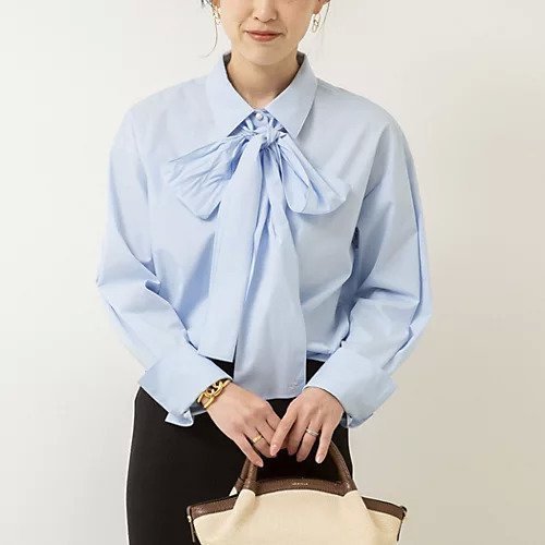 【ノーリーズ/NOLLEY'S】のリボンタイパール釦シャツ インテリア・キッズ・メンズ・レディースファッション・服の通販 founy(ファニー) 　ファッション　Fashion　レディースファッション　WOMEN　トップス・カットソー　Tops/Tshirt　シャツ/ブラウス　Shirts/Blouses　2025年　2025　2025春夏・S/S　Ss,Spring/Summer,2025　おすすめ　Recommend　インナー　Inner　ジャケット　Jacket　ストレッチ　Stretch　セレモニー　Ceremony　デニム　Denim　パール　Pearl　ボトム　Bottom　ワンポイント　One Point　サックス|ID: prp329100004411096 ipo3291000000031712069