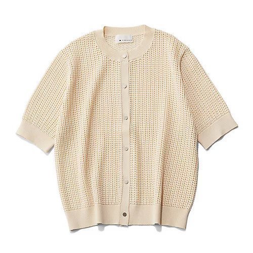 【エムセブンデイズ/M7days】の5分袖メッシュカーディガン インテリア・キッズ・メンズ・レディースファッション・服の通販 founy(ファニー) 　ファッション　Fashion　レディースファッション　WOMEN　トップス・カットソー　Tops/Tshirt　カーディガン　Cardigans　アイレット　Eyelet　カーディガン　Cardigan　コンパクト　Compact　シンプル　Simple　ボトム　Bottom　メタル　Metal　メッシュ　Mesh　夏　Summer　春　Spring　洗える　Washable　ホワイト|ID: prp329100004411109 ipo3291000000030803149