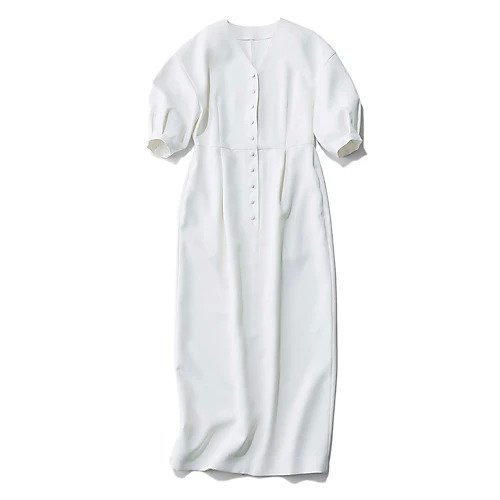 【エムセブンデイズ/M7days】のすっきり見えコクーンワンピース インテリア・キッズ・メンズ・レディースファッション・服の通販 founy(ファニー) 　ファッション　Fashion　レディースファッション　WOMEN　ワンピース　Dress　コクーン　Cocoon　スリーブ　Sleeve　ドッキング　Docking　洗える　Washable　ホワイト|ID: prp329100004411135 ipo3291000000031602753