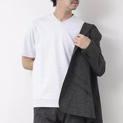 【ノーリーズ グッドマン/NOLLEY'S goodman / MEN】の《ビジカジ対応》セミシルケットスムース ボーダー Vネック ドレスTシャツ 25SS インテリア・キッズ・メンズ・レディースファッション・服の通販 founy(ファニー) 　ファッション　Fashion　メンズファッション　MEN　インナー　Inner　春　Spring　カーディガン　Cardigan　クール　Cool　シルケット　Mercerization　ジャケット　Jacket　ドレス　Dress　バランス　Balance　ボーダー　Border　無地　Plain Color　S/S・春夏　Ss・Spring/Summer　夏　Summer　エレガント 上品　Elegant　ビジネス 仕事 通勤　Business　2025年　2025　2025春夏・S/S　Ss,Spring/Summer,2025　ホワイト系その他|ID: prp329100004411195 ipo3291000000031718848