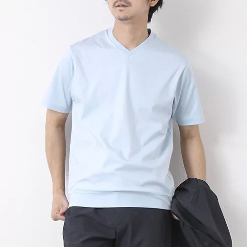 【ノーリーズ グッドマン/NOLLEY'S goodman / MEN】の《ビジカジ対応》シルケットスムース Vネック ドレスTシャツ 25SS インテリア・キッズ・メンズ・レディースファッション・服の通販 founy(ファニー) 　ファッション　Fashion　メンズファッション　MEN　2025年　2025　2025春夏・S/S　Ss,Spring/Summer,2025　インナー　Inner　カーディガン　Cardigan　クール　Cool　シルケット　Mercerization　ジャケット　Jacket　ドレス　Dress　バランス　Balance　ビジネス 仕事 通勤　Business　エレガント 上品　Elegant　夏　Summer　春　Spring　S/S・春夏　Ss・Spring/Summer　無地　Plain Color　グレイッシュブルー|ID: prp329100004411196 ipo3291000000031718857