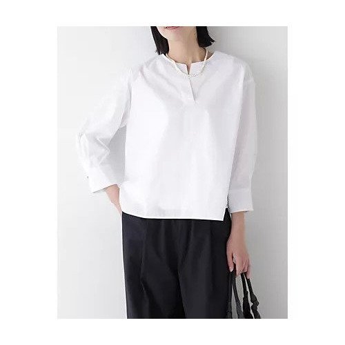 【ヒューマンウーマン/HUMAN WOMAN】のスキッパーブロードブラウス インテリア・キッズ・メンズ・レディースファッション・服の通販 founy(ファニー) https://founy.com/ ファッション Fashion レディースファッション Fashion for Women トップス・カットソー Cut & Sew Tops シャツ・ブラウス・オフィスカジュアル Elegant Blouses & Button-Ups おすすめ Recommended / Our Picks カフス Cuff Design スキッパー Skipper, Open Collar スタンダード Standard, Basic ストライプ Stripe, Striped Pattern ブロード Broadcloth, Fine Cotton 春 Spring 無地 Plain, Solid Color |ID: prp329100004418976 ipo3291000000035238880