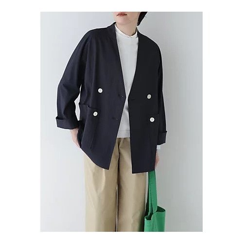 【ヒューマンウーマン/HUMAN WOMAN】のナイロンポリエステルストレッチストライプノーカラーPコート 人気、トレンドファッション・服の通販 founy(ファニー) 　ファッション　Fashion　レディースファッション　WOMEN　アウター　Coat Outerwear　コート　Coats　Pコート　Pea Coats　おすすめ　Recommend　シンプル　Simple　ジャケット　Jacket　スタンダード　Standard　ストライプ　Stripe　ストレッチ　Stretch　ボーダー　Border　ポケット　Pocket　春　Spring　 other-1|ID: prp329100004419003 ipo3291000000030851639