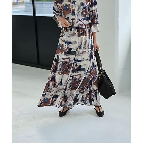 【スタイルデリ/STYLE DELI】のアート柄フレアワイドパンツ 人気、トレンドファッション・服の通販 founy(ファニー) 　ファッション　Fashion　レディースファッション　WOMEN　パンツ　Pants　インナー　Inner　オレンジ　Orange　サテン　Satin　スリット　Slit　セットアップ　Set Up　バランス　Balance　フレア　Flare　プリント　Print　ポケット　Pocket　ミックス　Mix　リアル　Real　ループ　Loop　ワイド　Wide　夏　Summer　 other-1|ID: prp329100004422144 ipo3291000000030879823
