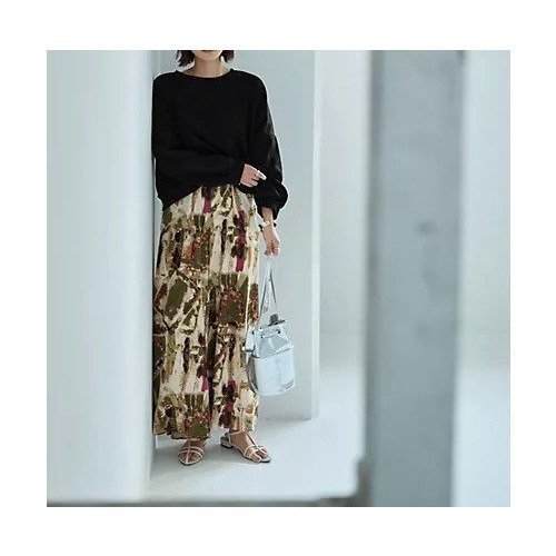 【スタイルデリ/STYLE DELI】のアート柄フレアワイドパンツ 人気、トレンドファッション・服の通販 founy(ファニー) 　ファッション　Fashion　レディースファッション　WOMEN　パンツ　Pants　インナー　Inner　オレンジ　Orange　サテン　Satin　スリット　Slit　セットアップ　Set Up　バランス　Balance　フレア　Flare　プリント　Print　ポケット　Pocket　ミックス　Mix　リアル　Real　ループ　Loop　ワイド　Wide　夏　Summer　other-2|ID: prp329100004422144 ipo3291000000031261864