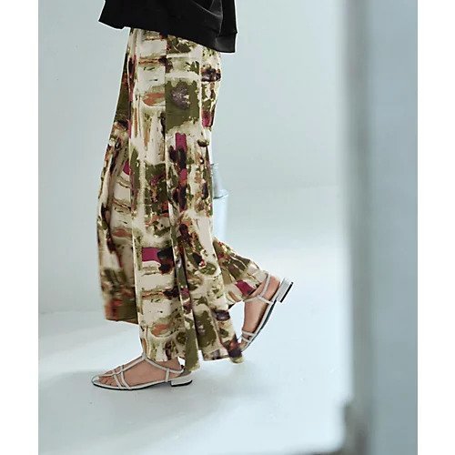 【スタイルデリ/STYLE DELI】のアート柄フレアワイドパンツ 人気、トレンドファッション・服の通販 founy(ファニー) 　ファッション　Fashion　レディースファッション　WOMEN　パンツ　Pants　インナー　Inner　オレンジ　Orange　サテン　Satin　スリット　Slit　セットアップ　Set Up　バランス　Balance　フレア　Flare　プリント　Print　ポケット　Pocket　ミックス　Mix　リアル　Real　ループ　Loop　ワイド　Wide　夏　Summer　other-3|ID: prp329100004422144 ipo3291000000031261866