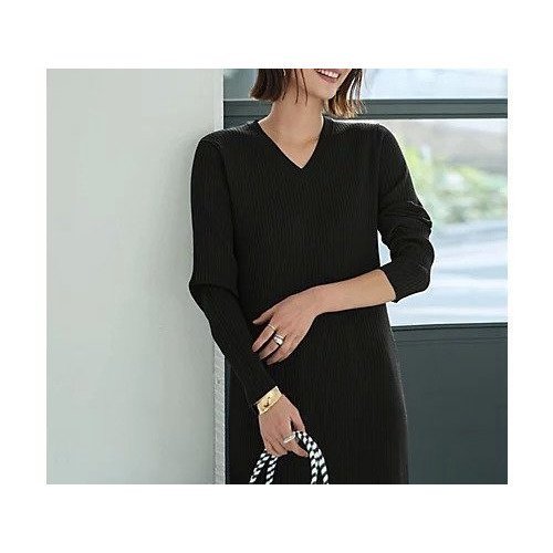 【スタイルデリ/STYLE DELI】のリブ編みVネックロングワンピース 人気、トレンドファッション・服の通販 founy(ファニー) 　ファッション　Fashion　レディースファッション　WOMEN　ワンピース　Dress　春　Spring　秋　Autumn/Fall　キャップ　Cap　クール　Cool　シンプル　Simple　ジャケット　Jacket　スニーカー　Sneakers　スリット　Slit　スリム　Slim　フィット　Fit　ベスト　Vest　冬　Winter　夏　Summer　エレガント 上品　Elegant　other-3|ID: prp329100004422145 ipo3291000000031261870