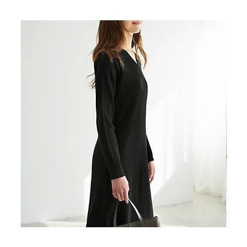 【スタイルデリ/STYLE DELI】のリブ編みVネックロングワンピース 人気、トレンドファッション・服の通販 founy(ファニー) 　ファッション　Fashion　レディースファッション　Fashion for Women　ワンピース　Dresses　インナー　Innerwear　クール　Cool, Chic　シンプル　Simple, Minimal　スリット　Slit, Slit Detail　定番　Standard, Basic Item　長袖　Long Sleeve, Full Sleeve　パープル　Purple, Violet　フィット　Fit, Slim Fit　ポケット　Pocket, Pocket Detail　防寒　Cold Protection, Winter-Ready　other-3|ID: prp329100004422145 ipo3291000000034628822