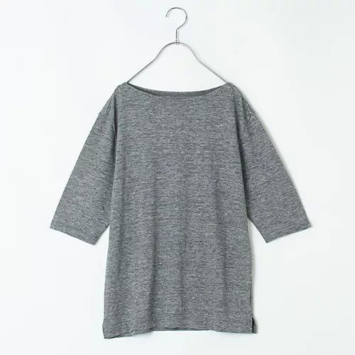 【トゥエルブクローゼット/12closet】の【福田麻琴さんコラボ】【洗える】リネン五分袖Tシャツ インテリア・キッズ・メンズ・レディースファッション・服の通販 founy(ファニー) 　ファッションモデル・俳優・女優　Models　女性　Women　福田麻琴　Fukuda Makoto　ファッション　Fashion　レディースファッション　Fashion for Women　トップス・カットソー　Cut & Sew Tops　シャツ・ブラウス・オフィスカジュアル　Elegant Blouses & Button-Ups　ロングTシャツ・Tシャツ　Longline T-Shirts & Tees　コラボ　Collaboration, Collab　コンパクト　Compact, Small Size　フィット　Fit, Slim Fit　ボーダー　Border, Stripe　リネン　Linen, Linen Fabric　エレガント 上品　Elegant　夏　Summer　洗える　Machine Washable　グレー|ID: prp329100004424150 ipo3291000000033285719
