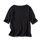 【トゥエルブクローゼット/12closet】の【洗える】リネン五分袖Tシャツ 人気、トレンドファッション・服の通販 founy(ファニー) ファッション Fashion レディースファッション Fashion for Women トップス・カットソー Cut & Sew Tops シャツ・ブラウス・オフィスカジュアル Elegant Blouses & Button-Ups ロングTシャツ・Tシャツ Longline T-Shirts & Tees コンパクト Compact, Small Size フィット Fit, Slim Fit ボーダー Border, Stripe リネン Linen, Linen Fabric エレガント 上品 Elegant 夏 Summer 洗える Machine Washable thumbnail ブラック|ID: prp329100004424150 ipo3291000000035821835