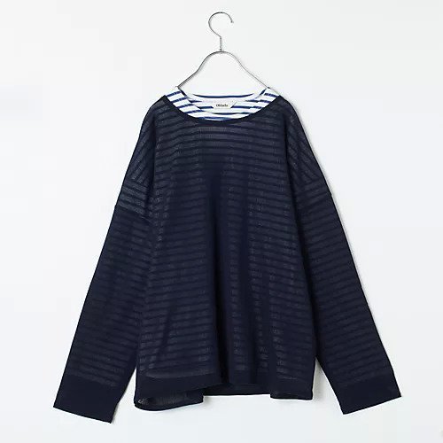 【オブラダ/Oblada】の【LEE別注】【洗える】SHEER LAYER インテリア・キッズ・メンズ・レディースファッション・服の通販 founy(ファニー) 　ファッション　Fashion　レディースファッション　WOMEN　ボックス　Box　ボーダー　Border　ラウンド　Round　今季　This Season　別注　Special Order　定番　Standard　洗える　Washable　ネイビー&#215;ブルー|ID: prp329100004424154 ipo3291000000030893187