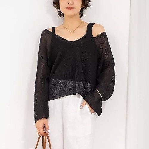 【ノーリーズ/NOLLEY'S】の《アンサンブル対応》《手洗い可能》ペーパーヤーン深Vネックプルオーバーニット インテリア・キッズ・メンズ・レディースファッション・服の通販 founy(ファニー) 　ファッション　Fashion　レディースファッション　WOMEN　トップス・カットソー　Tops/Tshirt　ニット　Knit Tops　アンサンブル　Knit Ensemble　プルオーバー　Pullover　Vネック　V-Neck　2025年　2025　2025春夏・S/S　Ss,Spring/Summer,2025　おすすめ　Recommend　アンサンブル　Ensemble　インナー　Inner　カーディガン　Cardigan　スリーブ　Sleeve　タンク　Tank　フレア　Flare　ベスト　Vest　吸水　Water Absorption　夏　Summer　ブラック|ID: prp329100004424172 ipo3291000000031712587