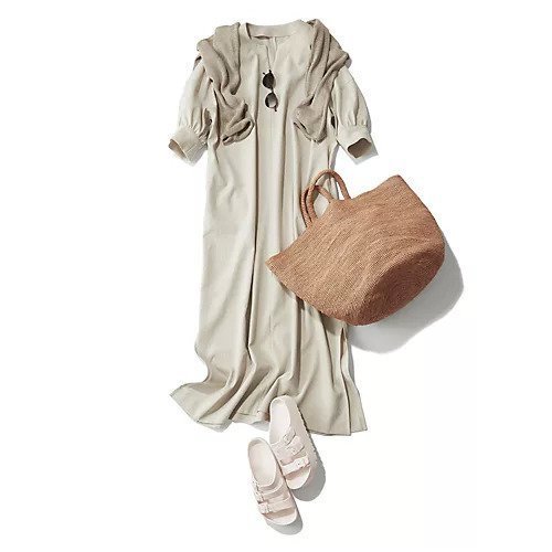 【トゥエルブクローゼット/12closet】の【コラボ】【洗える】リネン見えパフ袖ワンピース 人気、トレンドファッション・服の通販 founy(ファニー) 　ファッション　Fashion　レディースファッション　Fashion for Women　ワンピース　Dresses　コラボ　Collaboration, Collab　シャンタン　Shantung, Silk-Like Fabric　スリット　Slit, Slit Detail　スリーブ　Sleeve, Long Sleeve / Short Sleeve　リネン　Linen, Linen Fabric　洗える　Machine Washable　other-2|ID: prp329100004424194 ipo3291000000034941808