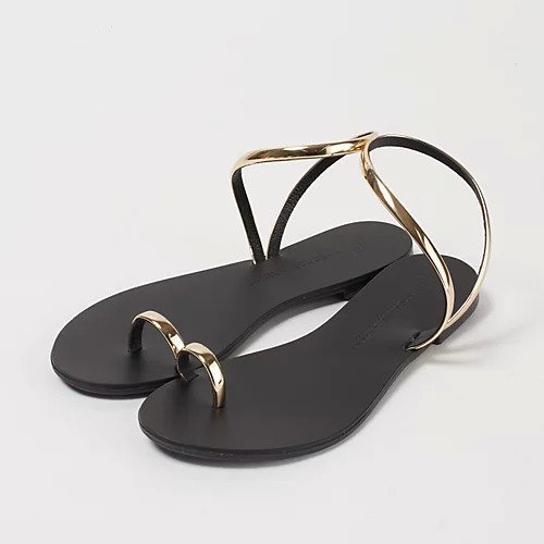 【ニコラスライナス/NICOLAS LAINAS】の【セレクト】レザーフラットサンダル インテリア・キッズ・メンズ・レディースファッション・服の通販 founy(ファニー) 　ファッション　Fashion　レディースファッション　Fashion for Women　サンダル　Sandals, Summer Shoes　ヌーディ　Nude, Nude Tone　ラップ　Wrap, Wrap Design　リゾート　Resort, Vacation Style　エレガント 上品　Elegant　夏　Summer　GOLD/GOLD-BLACK SOLE|ID: prp329100004424212 ipo3291000000034898996
