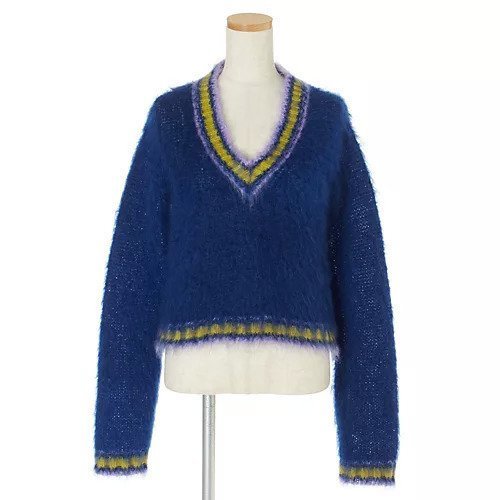 【マルニ/MARNI】のVネックモヘヤカレッジニット 人気、トレンドファッション・服の通販 founy(ファニー) 　ファッション　Fashion　レディースファッション　WOMEN　トップス・カットソー　Tops/Tshirt　ニット　Knit Tops　Vネック　V-Neck　モヘヤ　Mohair　other-2|ID: prp329100004428729 ipo3291000000032164715