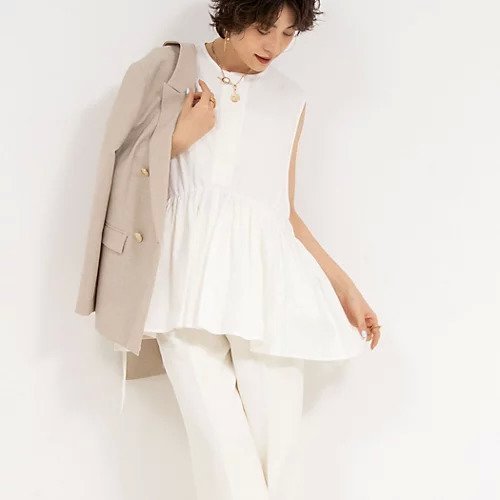 【ノーリーズソフィー/NOLLEY'S sophi】の【PROTAGONISTA/プロタゴニスタ】Sleeveless Flare Tops 人気、トレンドファッション・服の通販 founy(ファニー) 　ファッション　Fashion　レディースファッション　Ladies' Fashion Online　トップス・カットソー　Tops/Tshirt　ギャザー　Gather　コレクション　Collection　デニム　Denim　リネン　Linen　リラックス　Relax　おすすめ　Recommend　夏　Summer　2025年　2025　2025春夏・S/S　Ss,Spring/Summer,2025　 other-1|ID: prp329100004433180 ipo3291000000032186518