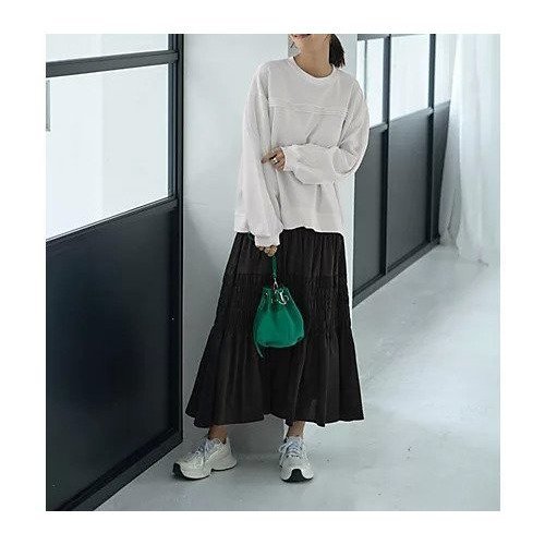 【スタイルデリ/STYLE DELI】のコットンシャーリングスカート インテリア・キッズ・メンズ・レディースファッション・服の通販 founy(ファニー) 　ファッション　Fashion　レディースファッション　WOMEN　スカート　Skirt　イエロー　Yellow　春　Spring　ギャザー　Gather　切替　Switching　シャーリング　Shirring　シューズ　Shoes　ジャケット　Jacket　ストーン　Stone　スニーカー　Sneakers　スリット　Slit　チュニック　Tunic　定番　Standard　フィット　Fit　フォルム　Form　フレア　Flare　ポケット　Pocket　ミモレ　Mimore　レギンス　Leggings　ロング　Long　S/S・春夏　Ss・Spring/Summer　夏　Summer　ビジネス 仕事 通勤　Business　ブラック|ID: prp329100004433196 ipo3291000000030964838