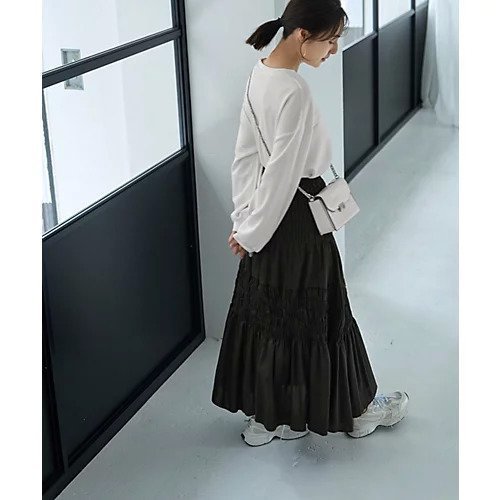 【スタイルデリ/STYLE DELI】のコットンシャーリングスカート 人気、トレンドファッション・服の通販 founy(ファニー) 　ファッション　Fashion　レディースファッション　WOMEN　スカート　Skirt　イエロー　Yellow　春　Spring　ギャザー　Gather　切替　Switching　シャーリング　Shirring　シューズ　Shoes　ジャケット　Jacket　ストーン　Stone　スニーカー　Sneakers　スリット　Slit　チュニック　Tunic　定番　Standard　フィット　Fit　フォルム　Form　フレア　Flare　ポケット　Pocket　ミモレ　Mimore　レギンス　Leggings　ロング　Long　S/S・春夏　Ss・Spring/Summer　夏　Summer　ビジネス 仕事 通勤　Business　other-3|ID: prp329100004433196 ipo3291000000031256621