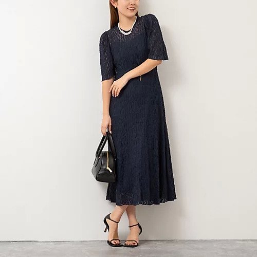 【ノーリーズ/NOLLEY'S】の【yosoyuki series】 ニットレースワンピース インテリア・キッズ・メンズ・レディースファッション・服の通販 founy(ファニー) 　ファッション　Fashion　レディースファッション　WOMEN　ワンピース　Dress　2025年　2025　2025春夏・S/S　Ss,Spring/Summer,2025　フレア　Flare　結婚式　Wedding Ceremony　ネイビー|ID: prp329100004433377 ipo3291000000031713083