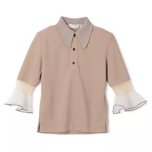 【トーガ/TOGA】のMelange jersey polo shirt インテリア・キッズ・メンズ・レディースファッション・服の通販 founy(ファニー) 　ファッション　Fashion　レディースファッション　WOMEN　トップス・カットソー　Tops/Tshirt　シャツ/ブラウス　Shirts/Blouses　ポロシャツ　Polo Shirts　2025年　2025　2025春夏・S/S　Ss,Spring/Summer,2025　フェミニン　Feminine　フリル　Frills　ポロシャツ　Polo Shirt　夏　Summer　春　Spring　S/S・春夏　Ss・Spring/Summer　洗える　Washable　ビジネス 仕事 通勤　Business　BEIGE|ID: prp329100004434895 ipo3291000000030979992
