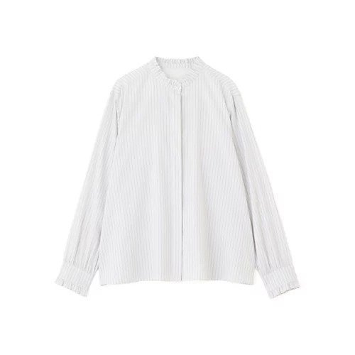 【ヒューマンウーマン/HUMAN WOMAN】のスタンドフリルブラウス 人気、トレンドファッション・服の通販 founy(ファニー) 　ファッション　Fashion　レディースファッション　Fashion for Women　トップス・カットソー　Cut & Sew Tops　シャツ・ブラウス・オフィスカジュアル　Elegant Blouses & Button-Ups　おすすめ　Recommended / Our Picks　イエロー　Yellow　インナー　Innerwear　カフス　Cuff Design　クラシカル　Classical, Vintage-Inspired　スタンダード　Standard, Basic　スタンド　Stand Collar, Upright Stand　ストライプ　Stripe, Striped Pattern　ストレート　Straight, Straight Cut　フリル　Frill, Ruffle　定番　Standard, Basic Item　other-3|ID: prp329100004435073 ipo3291000000034089996
