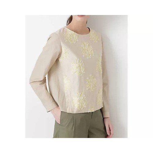 【ヒューマンウーマン/HUMAN WOMAN】のコットンリネンカラーカットジャガードブラウス インテリア・キッズ・メンズ・レディースファッション・服の通販 founy(ファニー) https://founy.com/ ファッション Fashion レディースファッション WOMEN トップス・カットソー Tops/Tshirt シャツ/ブラウス Shirts/Blouses イエロー Yellow |ID: prp329100004435640 ipo3291000000030982977
