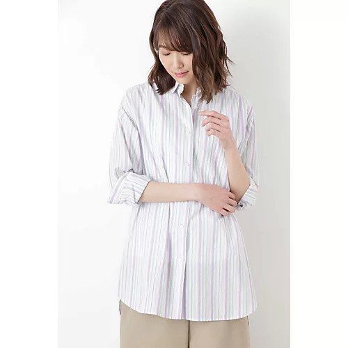 【ヒューマンウーマン/HUMAN WOMAN】のソメロスマルチストライプシャツ ≪Rue dieu a la HUMAN WOMAN≫ インテリア・キッズ・メンズ・レディースファッション・服の通販 founy(ファニー) https://founy.com/ ファッション Fashion レディースファッション WOMEN トップス・カットソー Tops/Tshirt シャツ/ブラウス Shirts/Blouses シンプル Simple ストライプ Stripe ラベンダー Lavender ロング Long 羽織 Haori |ID: prp329100004435701 ipo3291000000030983328
