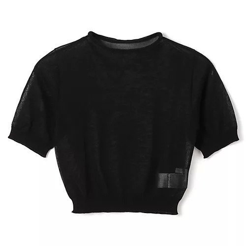 【アモーメント/AMOMENTO】のSHEER CROPPED KNIT インテリア・キッズ・メンズ・レディースファッション・服の通販 founy(ファニー) 　ファッション　Fashion　レディースファッション　WOMEN　トップス・カットソー　Tops/Tshirt　ニット　Knit Tops　2025年　2025　2025春夏・S/S　Ss,Spring/Summer,2025　ホールガーメント　Whole Garment　ボトルネック　Bottleneck　ワンポイント　One Point　BLACK|ID: prp329100004435730 ipo3291000000030983536