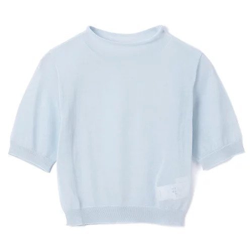 【アモーメント/AMOMENTO】のSHEER CROPPED KNIT インテリア・キッズ・メンズ・レディースファッション・服の通販 founy(ファニー) 　ファッション　Fashion　レディースファッション　Fashion for Women　トップス・カットソー　Cut & Sew Tops　ニット　Knit Tops & Sweaters　2025年　2025　2025春夏・S/S　Spring/Summer 2025 SS25　ホールガーメント　WholeGarment, Seamless Knit　ボトルネック　Bottle Neck, Mock Neck　ワンポイント　One Point, Statement Accent　BLUE|ID: prp329100004435730 ipo3291000000035593026