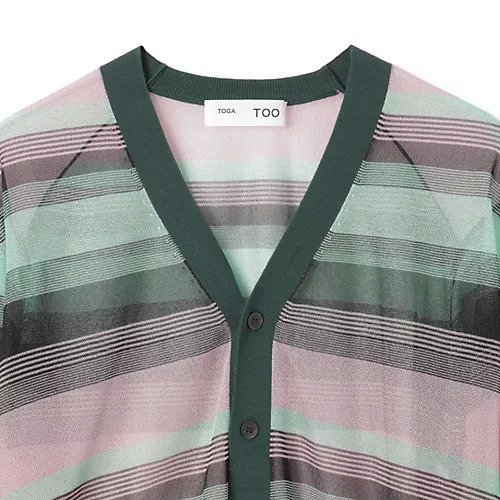 【トーガ トゥ/TOGA TOO】のSheer knit cardigan 人気、トレンドファッション・服の通販 founy(ファニー) 　ファッション　Fashion　レディースファッション　Fashion for Women　トップス・カットソー　Cut & Sew Tops　ニット　Knit Tops & Sweaters　カーディガン・羽織り　Layered Style Cardigans　2025年　2025　2025春夏・S/S　Spring/Summer 2025 SS25　エアリー　Airy Texture　カラフル　Colorful Design　カーディガン　Cardigan, Knitwear　シアー　Sheer, See-Through　パイピング　Piping, Trim Design　ボーダー　Border, Stripe　other-3|ID: prp329100004435738 ipo3291000000031255906