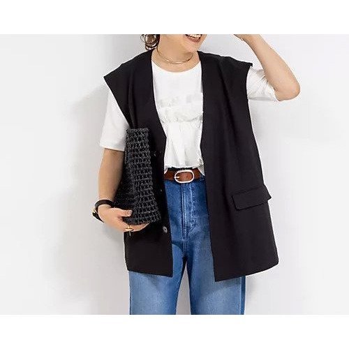 【リエミラー/Rie Miller】の《セットアップ対応》【PR林 別注アイテム】ウォッシャブルエアーシャークジレ インテリア・キッズ・メンズ・レディースファッション・服の通販 founy(ファニー) 　ファッション　Fashion　レディースファッション　WOMEN　アウター　Coat Outerwear　トップス・カットソー　Tops/Tshirt　ベスト/ジレ　Gilets/Vests　2025年　2025　2025春夏・S/S　Ss,Spring/Summer,2025　おすすめ　Recommend　シェイプ　Shape　シンプル　Simple　セットアップ　Set Up　パイピング　Piping　マニッシュ　Mannish　別注　Special Order　夏　Summer　秋　Autumn/Fall　ブラック|ID: prp329100004435741 ipo3291000000030983634