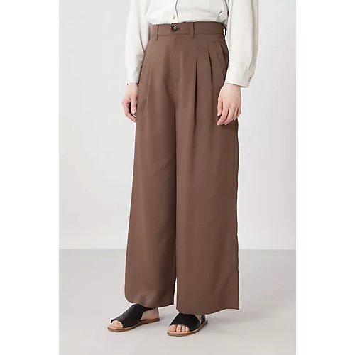 【ヒューマンウーマン/HUMAN WOMAN】のリサイクルポリエステルツイルパンツ インテリア・キッズ・メンズ・レディースファッション・服の通販 founy(ファニー) 　ファッション　Fashion　レディースファッション　WOMEN　パンツ　Pants　イエロー　Yellow　ワイド　Wide　夏　Summer　ブラウン|ID: prp329100004436066 ipo3291000000030985279