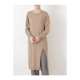 【ヒューマンウーマン/HUMAN WOMAN】の天竺ニットワンピース 人気、トレンドファッション・服の通販 founy(ファニー) ファッション Fashion レディースファッション WOMEN ワンピース Dress ニットワンピース Knit Dresses おすすめ Recommend シルク Silk シンプル Simple スリット Slit ボトム Bottom ロング Long |ID:prp329100004436319