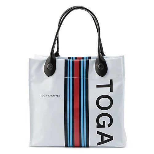 【トーガ/TOGA】のLogo tote bag small インテリア・キッズ・メンズ・レディースファッション・服の通販 founy(ファニー) 　ファッション　Fashion　レディースファッション　WOMEN　バッグ　Bag　2025年　2025　2025春夏・S/S　Ss,Spring/Summer,2025　カラフル　Colorful　ストライプ　Stripe　パッチ　Patch　プリント　Print　ポケット　Pocket　WHITE|ID: prp329100004436372 ipo3291000000030986609