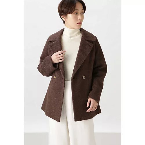 【ヒューマンウーマン/HUMAN WOMAN】のアルパカ混シャギーシャギーコート インテリア・キッズ・メンズ・レディースファッション・服の通販 founy(ファニー) https://founy.com/ ファッション Fashion レディースファッション WOMEN アウター Coat Outerwear コート Coats ストライプ Stripe ダブル Double フラット Flat エレガント 上品 Elegant |ID: prp329100004437094 ipo3291000000030989520