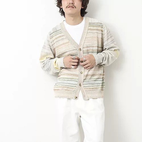 【ノーリーズ グッドマン/NOLLEY'S goodman / MEN】のカスリ微配色 フリーアーム Vカーディガン 25SS 人気、トレンドファッション・服の通販 founy(ファニー) 　ファッション　Fashion　メンズファッション　MEN　2025年　2025　2025春夏・S/S　Ss,Spring/Summer,2025　カーディガン　Cardigan　ショーツ　Shorts　スラックス　Slacks　スリーブ　Sleeve　デニム　Denim　ボーダー　Border　リゾート　Resort　リネン　Linen　リラックス　Relax　other-2|ID: prp329100004437138 ipo3291000000031901658