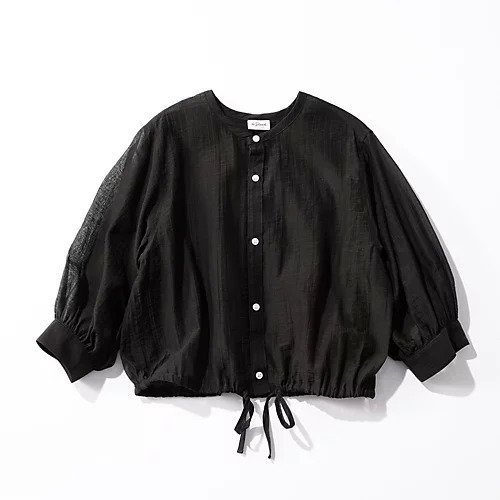 【ル グラジック/LE GLAZIK】のCOLLARLESS SHIRT 人気、トレンドファッション・服の通販 founy(ファニー) 　ファッション　Fashion　レディースファッション　Ladies' Fashion Online　トップス・カットソー　Tops/Tshirt　シャツ/ブラウス　Shirts/Blouses　ギャザー　Gather　シアー　Sheer　ストライプ　Stripe　今季　This Season　other-3|ID: prp329100004440255 ipo3291000000032001244