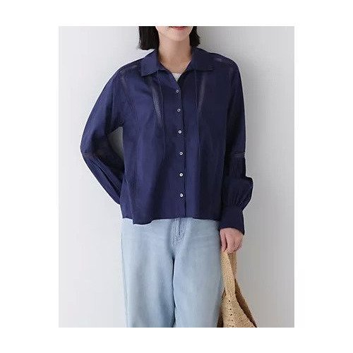 【ヒューマンウーマン/HUMAN WOMAN】のコットンサテンインドスキッパーブラウス インテリア・キッズ・メンズ・レディースファッション・服の通販 founy(ファニー) 　ファッション　Fashion　レディースファッション　WOMEN　トップス・カットソー　Tops/Tshirt　シャツ/ブラウス　Shirts/Blouses　おすすめ　Recommend　インド　India　サテン　Satin　スキッパー　Skipper　スタンダード　Standard　デニム　Denim　ボトム　Bottom　エレガント 上品　Elegant　ネイビー|ID: prp329100004441243 ipo3291000000031036694