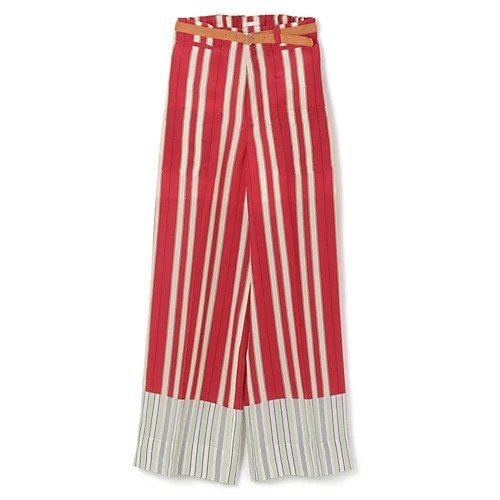 【テルマ/TELMA】のWASHI Stripe Wide Pants インテリア・キッズ・メンズ・レディースファッション・服の通販 founy(ファニー) 　ファッション　Fashion　レディースファッション　WOMEN　パンツ　Pants　2024年　2024　2024春夏・S/S　Ss,Spring/Summer,2024　キュプラ　Cupra　ジップ　Zip　ストライプ　Stripe　ワイド　Wide　STRIPE RED x LIME GREEN|ID: prp329100004442650 ipo3291000000031213935