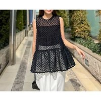【ノーリーズ/NOLLEY'S】の【PR阿部 別注】ドットポンポン2WAYノースリーブブラウス 人気、トレンドファッション・服の通販 founy(ファニー) ファッション Fashion レディースファッション Fashion for Women トップス・カットソー Cut & Sew Tops キャミソール&ノースリーブ Camisoles & Sleeveless Tops シャツ・ブラウス・オフィスカジュアル Elegant Blouses & Button-Ups 2025年 2025 2025春夏・S/S Spring/Summer 2025 SS25 シアー Sheer, See-Through デニム Denim, Jeans Material ドット Polka Dot, Dot Pattern ノースリーブ Sleeveless, No-Sleeve ポンポン Pom-Pom, Fluffy Ball リボン Ribbon, Bow 別注 Limited Edition, Custom Order 夏 Summer |ID:prp329100004444879