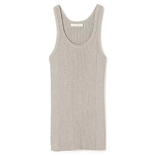 【カナコ サカイ/KANAKO SAKAI】のGLITTER RIBBED KNIT TANK TOP インテリア・キッズ・メンズ・レディースファッション・服の通販 founy(ファニー) 　ファッション　Fashion　レディースファッション　Fashion for Women　トップス・カットソー　Cut & Sew Tops　ニット　Knit Tops & Sweaters　2025年　2025　2025春夏・S/S　Spring/Summer 2025 SS25　グリッター　Glitter, Sparkle　タンク　Tank Top, Sleeveless Top　チェック　Check, Plaid, Tartan　ロング　Long, Long-Length　半袖　Short Sleeve, Half Sleeve　洗える　Machine Washable　GREY|ID: prp329100004446249 ipo3291000000035716315