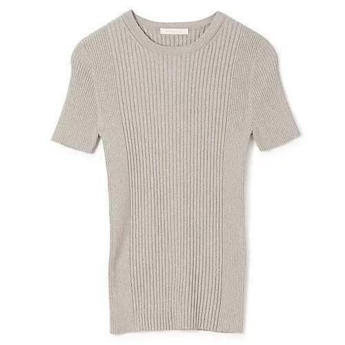 【カナコ サカイ/KANAKO SAKAI】のGLITTER RIBBED KNIT T-SHIRT インテリア・キッズ・メンズ・レディースファッション・服の通販 founy(ファニー) 　ファッション　Fashion　レディースファッション　Fashion for Women　トップス・カットソー　Cut & Sew Tops　ニット　Knit Tops & Sweaters　シャツ・ブラウス・オフィスカジュアル　Elegant Blouses & Button-Ups　ロングTシャツ・Tシャツ　Longline T-Shirts & Tees　2025年　2025　2025春夏・S/S　Spring/Summer 2025 SS25　グリッター　Glitter, Sparkle　半袖　Short Sleeve, Half Sleeve　洗える　Machine Washable　GREY|ID: prp329100004446263 ipo3291000000035592477