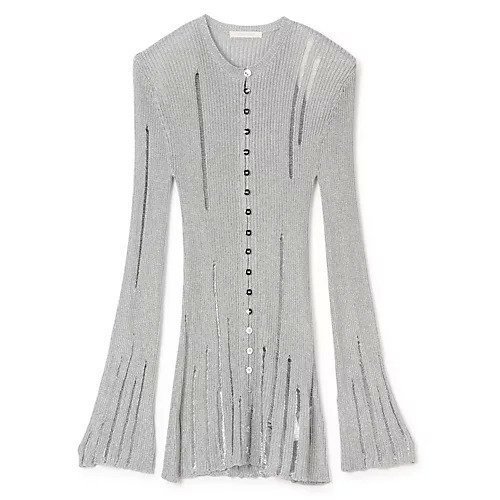【カナコ サカイ/KANAKO SAKAI】のMETALLIC CARDIGAN インテリア・キッズ・メンズ・レディースファッション・服の通販 founy(ファニー) 　ファッション　Fashion　レディースファッション　Ladies' Fashion Online　トップス・カットソー　Tops/Tshirt　カーディガン　Cardigans　2025年　2025　2025春夏・S/S　Ss,Spring/Summer,2025　カーディガン　Cardigan　クール　Cool　ダメージ　Damage　チュニック　Tunic　メタル　Metal　ロング　Long　洗える　Washable　SILVER|ID: prp329100004446264 ipo3291000000032662023