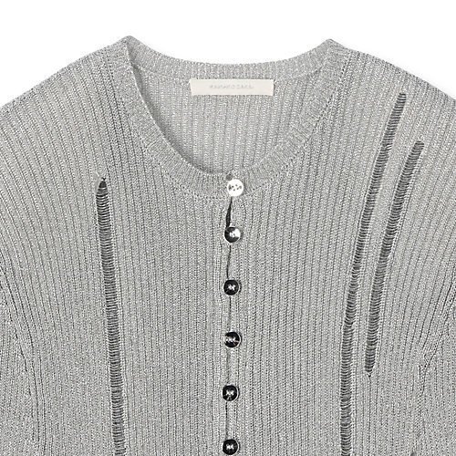 【カナコ サカイ/KANAKO SAKAI】のMETALLIC CARDIGAN 人気、トレンドファッション・服の通販 founy(ファニー) 　ファッション　Fashion　レディースファッション　Fashion for Women　トップス・カットソー　Cut & Sew Tops　カーディガン・羽織り　Layered Style Cardigans　2025年　2025　2025春夏・S/S　Spring/Summer 2025 SS25　カーディガン　Cardigan, Knitwear　クール　Cool, Chic　ダメージ　Distressed, Destroyed　チュニック　Tunic, Long Top　メタル　Metal, Metal Parts　ロング　Long, Long-Length　洗える　Machine Washable　other-3|ID: prp329100004446264 ipo3291000000035716332