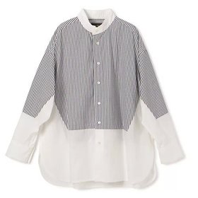 【ペールジュート/Pale Jute】のStriped panel shirt 人気、トレンドファッション・服の通販 founy(ファニー) ファッション Fashion レディースファッション Fashion for Women トップス・カットソー Cut & Sew Tops シャツ・ブラウス・オフィスカジュアル Elegant Blouses & Button-Ups クラシック Classic, Timeless Style スタンド Stand Collar, Upright Stand ストライプ Stripe, Striped Pattern 洗える Machine Washable |ID:prp329100004449516